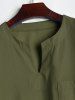Cotton and Linen Textured Front Pocket Long Sleeves Pullover Shirt -  