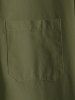 Cotton and Linen Textured Front Pocket Long Sleeves Pullover Shirt -  