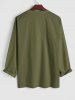 Cotton and Linen Textured Front Pocket Long Sleeves Pullover Shirt -  