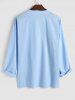 Chemise Texturé avec Poche en Avant en Coton et en Lin à Manches Longues - Bleu clair 2XL