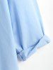 Chemise Texturé avec Poche en Avant en Coton et en Lin à Manches Longues - Bleu clair 2XL
