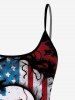 Gothic American Flag Skull Print Tankini Top (Adjustable Shoulder Strap) -  