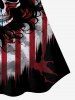 Gothic American Flag Skull Print Tankini Top (Adjustable Shoulder Strap) -  