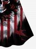 Haut de Tankini Gothique Drapeau Américain Crâne Imprimée à Bretelle Ajustable (Epaule) - Noir 5X