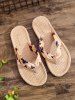 Vacation Beach Butterfly Pattern Espadrilles Straw Slip On Sandals Flip Flops -  