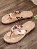 Vacation Beach Butterfly Pattern Espadrilles Straw Slip On Sandals Flip Flops -  