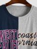 100% Cotton WEST COAST Colorblock Two Tone Tee -  