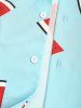 Lapel Collar Watermelon Print Beach Vacation Short Sleeves Shirt -  