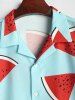 Lapel Collar Watermelon Print Beach Vacation Short Sleeves Shirt -  