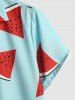 Lapel Collar Watermelon Print Beach Vacation Short Sleeves Shirt -  