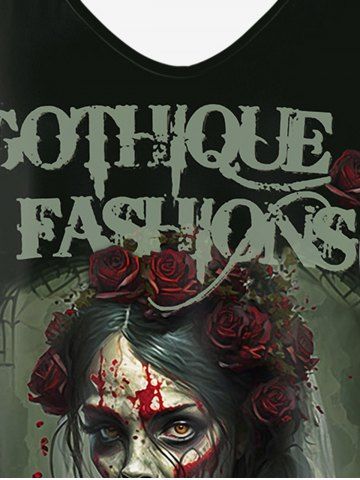 Gothic Flower Blood Bride Print Cami Top (Adjustable Shoulder Strap)