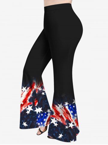 Plus Size American Flag Print Flare Pants - RED - S | US 8