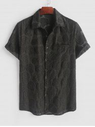 Rose Jacquard See-through Design Short Sleeves Shirt -  