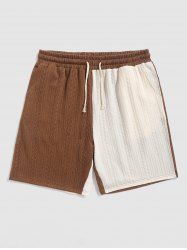 Two Tone Textured Casual Shorts -  