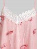 Plus Size Lace Panel Butterfly Handkerchief Tank Top -  