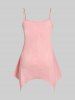 Plus Size Lace Panel Butterfly Handkerchief Tank Top -  
