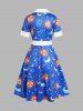 Celestial Sun Moon Star Allover Print Colorblock Vintage Dress -  