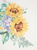 Sunflower Print Short Sleeve Faux Twinset Mini Dress -  