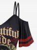 Gothic Flower Blood Bride Print Cold Shoulder T-Shirt -  