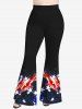 Plus Size American Flag Print Flare Pants -  