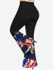 Plus Size American Flag Print Flare Pants -  
