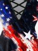 Plus Size American Flag Print Crisscross Short Sleeve T-Shirt -  