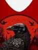 Haut à Bretelles Réglable Gothique Imprimé Crâne et Oiseaux (Épaules Dénudées) - Rouge 2X | US 18-20