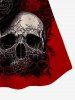 Haut à Bretelles Réglable Gothique Imprimé Crâne et Oiseaux (Épaules Dénudées) - Rouge 3X | US 22-24