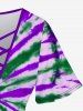 Plus Size Tie Dye Print Crisscross V Neck Short Sleeve T-Shirt -  