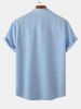 Chemise de Base Décontractée en Couleur Unie à Manches Courtes - Bleu clair XXL
