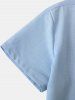 Chemise de Base Décontractée en Couleur Unie à Manches Courtes - Bleu clair XXL