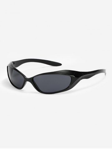 Futuristic Style Techwear Wraparound Sunglasses - BLACK