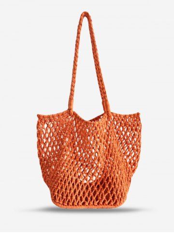 Fishnet Slouchy Shoulder Bag - PAPAYA ORANGE