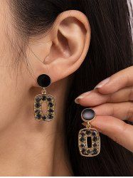 Vintage Square Decor Rhinestone Drop Earrings -  