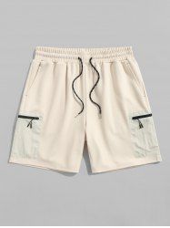 Colorblock Zip Pocket Design Sports Cargo Shorts -  