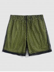 Hollow Out Mesh Double-layered Casual Shorts -  