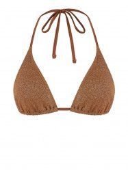 Haut de Bikini Brillant Métallisé Triangle - café XS