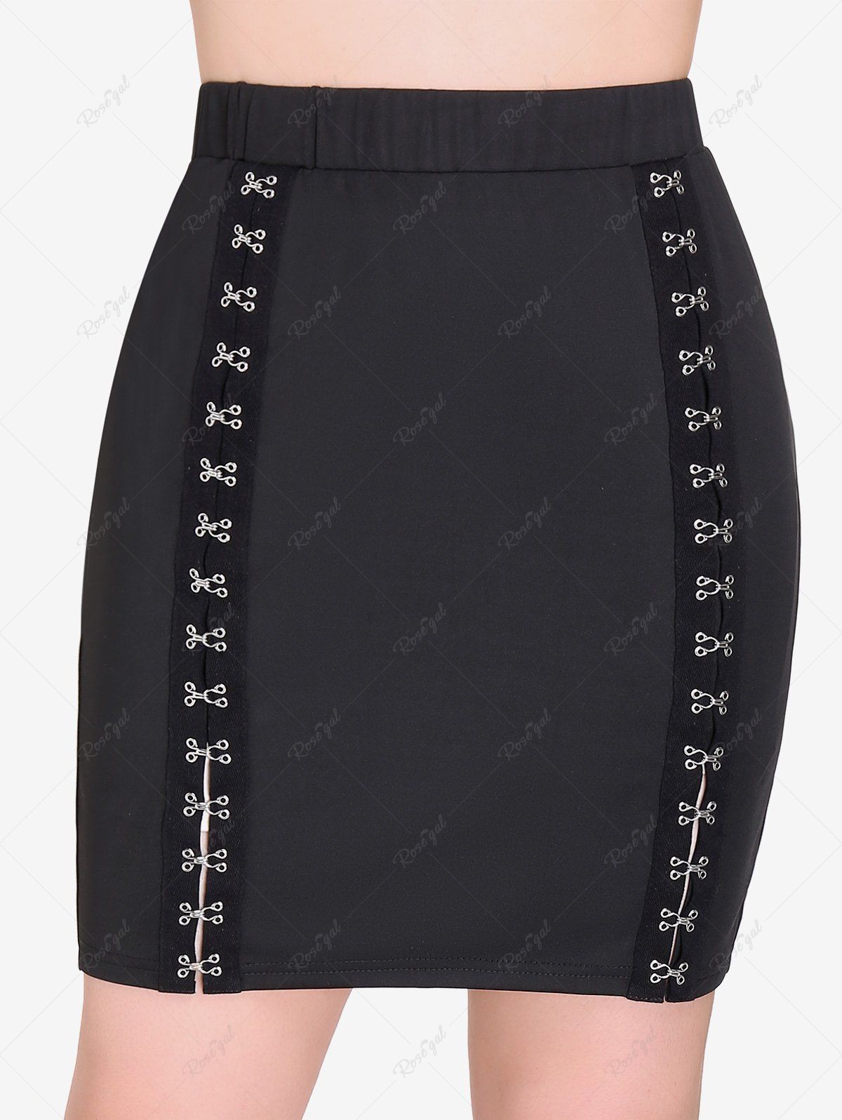 Fancy Plus Size Buckle Split Skirt  