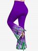 Plus Size Tie Dye Printed Crisscross V Neck Short Sleeve T-Shirt and Flare Pants Outfit -  