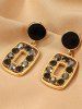 Vintage Square Decor Rhinestone Drop Earrings -  