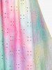 Plus Size Broderie Anglaise Halter Backless Tie Dye Tank Top -  