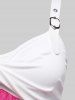 Plus Size Buckles Lace Panel Twist Two Tone Tank Top -  