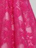 Plus Size Buckles Lace Panel Twist Two Tone Tank Top -  