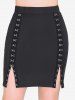 Jupe Fendue Bouclée de Grande Taille - Noir L | US 12