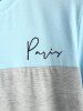 Paris Pattern Colorblock Short Sleeves T-shirt -  