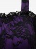Plus Size Vintage Lace Panel Lettuce Cold Shoulder A Line Midi Dress -  