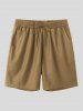 Solid Collar Single Button Shirt and Casual Shorts Set -  