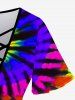Plus Size Tie-Dye Crisscross Short Sleeve T-Shirt -  
