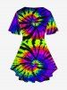 Plus Size Tie-Dye Crisscross Short Sleeve T-Shirt -  