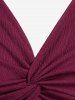 Plus Size Heart Print Twist Butterfly Sleeve T-Shirt -  